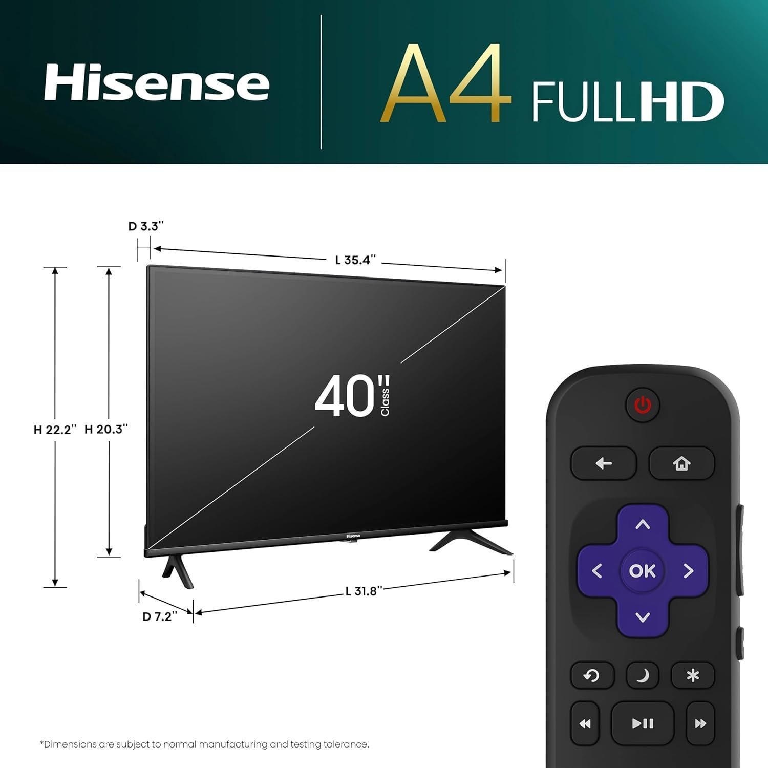 Hisense | 40-Inch Class A4 Series FHD 1080P Smart Roku TV with Alexa Compatibility (40A4NR, 2024 Model) - Dolby Audio, Slim Bezel Design, Google Assistant - Image 2