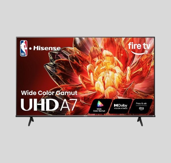 Hisense | 43" Class A7 Series 4K UHD Smart Fire TV (43A7NF) - Wide Color Gamut, HDR10+, Dolby Vision, Dolby Atmos, AI Sports Mode, Game Mode, ALLM, Alexa Built in with Voice Remote, Streaming TV, Black